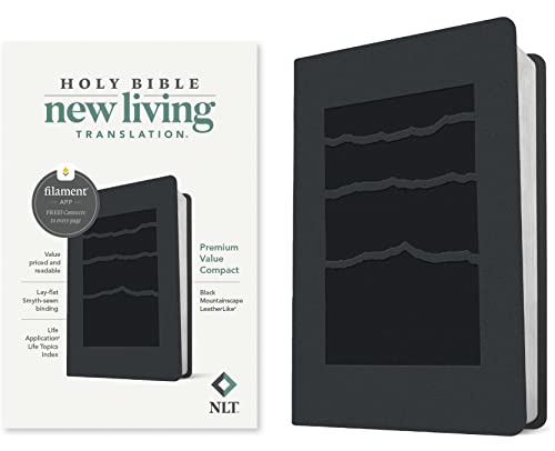 Holy Bible: Nlt Premium Value Compact Bible, Filament Enabled Edition - Leatherlike, Black Mountainscape