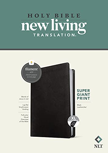 Holy Bible: Nlt Super Giant Print Bible, Filament Enabled Edition Red Letter, Leatherlike, Black