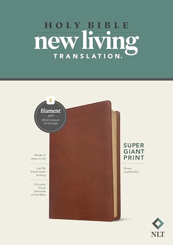 Holy Bible: Nlt Super Giant Print Bible, Filament Enabled Edition Red Letter, Leatherlike, Brown