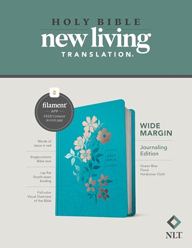 Holy Bible: New Living Translation, Ocean Blue, Floral, Wide Margin, Filament Enabled, Journaling Edition von Tyndale House Publishers