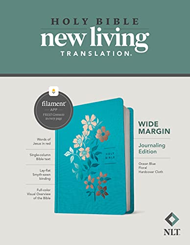 Holy Bible: New Living Translation, Ocean Blue, Floral, Wide Margin, Filament Enabled, Journaling Edition von Tyndale House Publishers