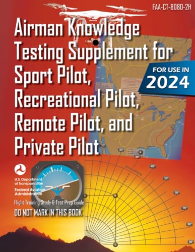Airman Knowledge Testing Supplement for Sport Pilot, Recreational Pilot, Remote (Drone) Pilot, and Private Pilot FAA-CT-8080-2H: Flight Training Study & Test Prep Guide (Color Print) von Independently published