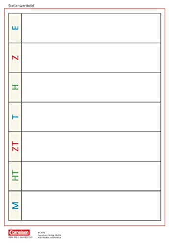 eins-zwei-drei - Mathematik-Lehrwerk für Kinder mit Sprachförderbedarf - Mathematik - 4. Schuljahr: Stellenwerttafel - Kartonbeilagen - 10 Stück im Beutel (eins-zwei-drei, Mathematik, 4. Schuljahr) von Cornelsen Verlag