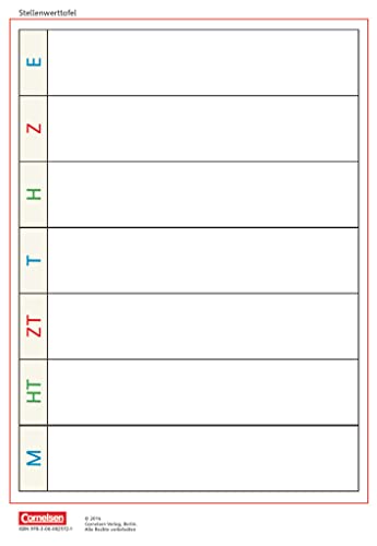 eins-zwei-drei - Mathematik-Lehrwerk für Kinder mit Sprachförderbedarf - Mathematik - 4. Schuljahr: Stellenwerttafel - Kartonbeilagen - 10 Stück im Beutel von Cornelsen Verlag