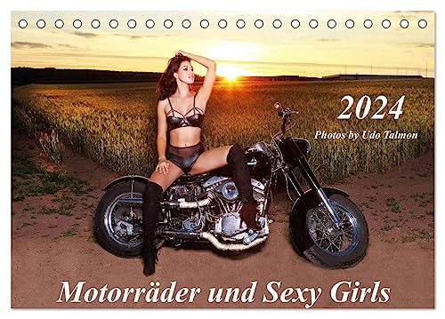 Motorräder und Sexy Girls (Tischkalender 2024 DIN A5 quer), CALVENDO Monatskalender von CALVENDO