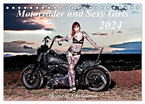 Motorräder und Sexy Girls (Tischkalender 2024 DIN A5 quer), CALVENDO Monatskalender von CALVENDO