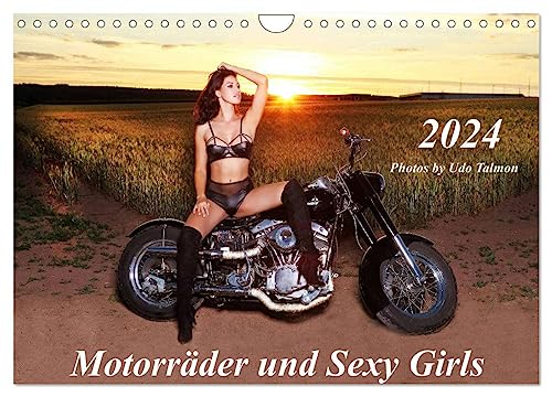 Motorräder und Sexy Girls (Wandkalender 2024 DIN A4 quer), CALVENDO Monatskalender von CALVENDO
