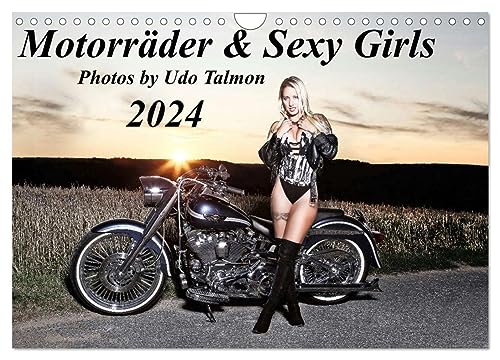 Motorräder & Sexy Girls (Wandkalender 2024 DIN A4 quer), CALVENDO Monatskalender von CALVENDO
