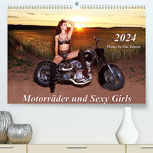 Motorräder und Sexy Girls (hochwertiger Premium Wandkalender 2024 DIN A2 quer), Kunstdruck in Hochglanz
