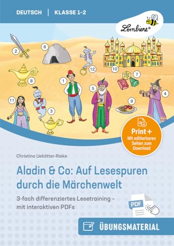 Aladin & Co: Auf Lesespuren durch die Märchenwelt: 3-fach differenziertes Lesetraining für Klasse 1 und 2 - mit interaktiven PDFs Aladin & Co: Auf Lesespuren durch die Märchenwelt: 3-fach differenziertes Lesetraining für Klasse 1 und 2 - mit interaktiven PDFs von Lernbiene Verlag i.d. AAP