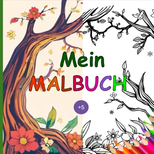Mein Malbuch, Kindermalbuch ab 5 Jahren, leichte und komplexe Zeichnungen zum Ausmalen, mit Vorlage zum Nachmalen von Independently published