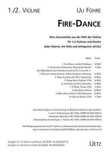 Fire-Dance - Zehn Genrestücke für zwei Violinen