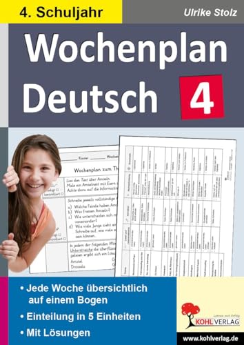 Wochenplan Deutsch 4. Schuljahr: Jede Woche übersichtlich auf einem Bogen von Kohl Verlag