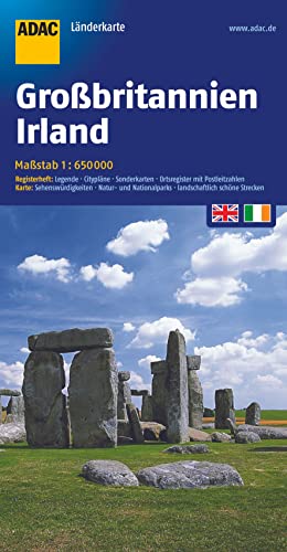 ADAC Länderkarte Großbritannien, Irland 1:650.000: Register: Legende, Citypläne, Sonderkarten, Ortsregister mit Postleitzahlen. Karte: ... landschaftlich schönen Strecken ADAC Länderkarte Großbritannien, Irland 1:650.000: Register: Legende, Citypläne, Sonderkarten, Ortsregister mit Postleitzahlen. Karte: ... landschaftlich schönen Strecken