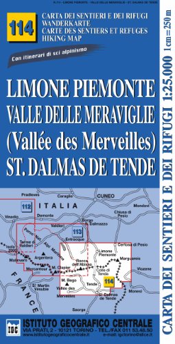 Carta n.114 Limone Piemonte, valle delle Meraviglie, St. Dalmas de Tende 1:25.000. Carta dei sentieri e dei rifugi. Serie Monti (Carta. Monti)