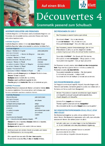 Découvertes 4 - Auf einen Blick: Grammatik passend zum Schulbuch - Klappkarte (6 Seiten) von Klett Lerntraining