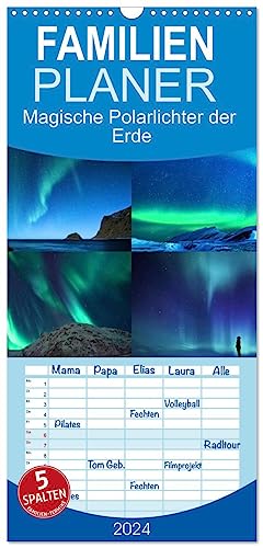 Familienplaner 2024 - Magische Polarlichter der Erde mit 5 Spalten (Wandkalender, 21 cm x 45 cm) CALVENDO