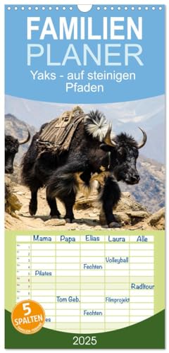 Familienplaner 2025 - Yaks - auf steinigen Pfaden mit 5 Spalten (Wandkalender, 21 cm x 45 cm), CALVENDO von CALVENDO