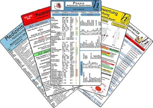 Arztpraxis Karten-Set - praktisches Set mit Laborwerten, Medikamenten-Haltbarkeit, Reanimation, EKG Auswertung & med. Abkürzungen: Laborwerten, ... EKG Auswertung, Medizinische Abkürzungen