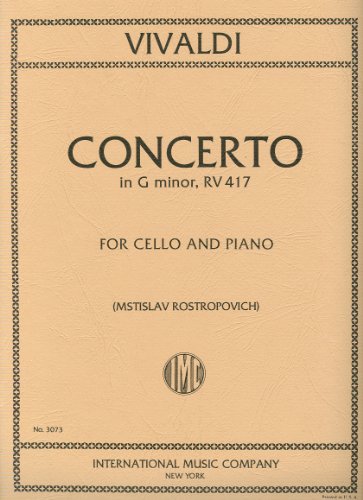 Antonio Vivaldi: Concerto In G Minor RV.417 (Cello and Piano) NA BOOK. Für Cello, Klavierbegleitung