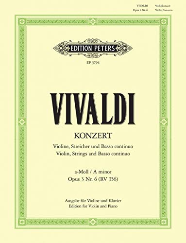 VIVALDI - Concierto en La menor (RV356) (F.I/176) Op.3 nº 6 para Violin y Piano (Kuchler)