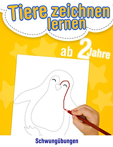Schwungübungen - Tiere zeichnen lernen ab 2 Jahre: 30 große Tierzeichnungen zum Nachzeichnen und Ausmalen. Kleinkinder Aktivitätenheft ab 2 Jahren für Feinmotorik & Augen-Hand-Koordination.