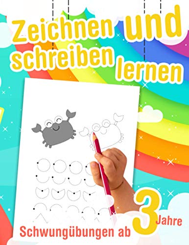 Schwungübungen ab 3 Jahre - Zeichnen und schreiben lernen: Kindergartenkinder Übungsheft ab 3 Jahre für Feinmotorik & Augen-Hand-Koordination