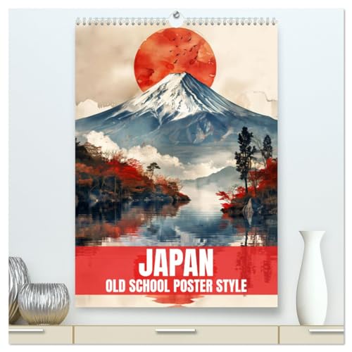 Japan - Old School Poster Style (hochwertiger Premium Wandkalender 2025 DIN A2 hoch), Kunstdruck in Hochglanz: Eine Sammlung von Poster über Japan in Old School Style (CALVENDO Orte) von CALVENDO