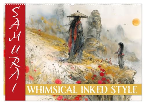 Samurai - whimsical inked style (Wandkalender 2025 DIN A2 quer), CALVENDO Monatskalender von CALVENDO