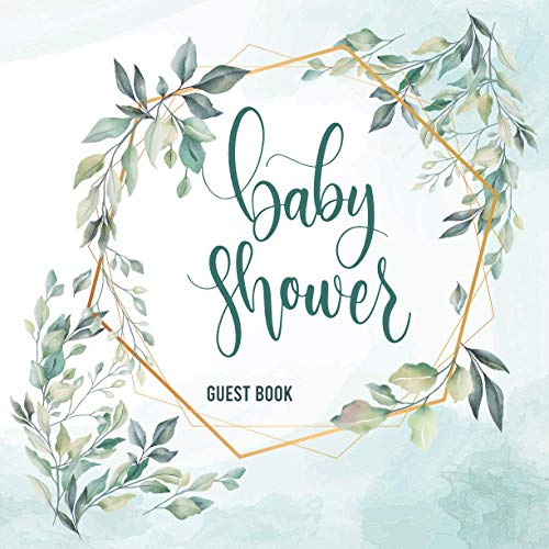 Baby Shower Guest Book: baby shower GuestBook with Wishes & Advice for Parents, Leaves & Gold Frame Cover Edition, Tropical Safari Jungle Theme von Independently published
