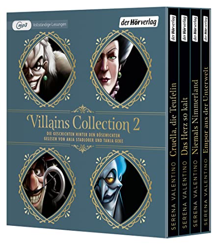 Villains Collection 2: Die Geschichten hinter den Bösewichten: Cruella, die Teufelin - Das Herz so kalt - Niemals Nimmerland – Empor aus der Unterwelt (Villains-Boxen, Band 2) von der Hörverlag