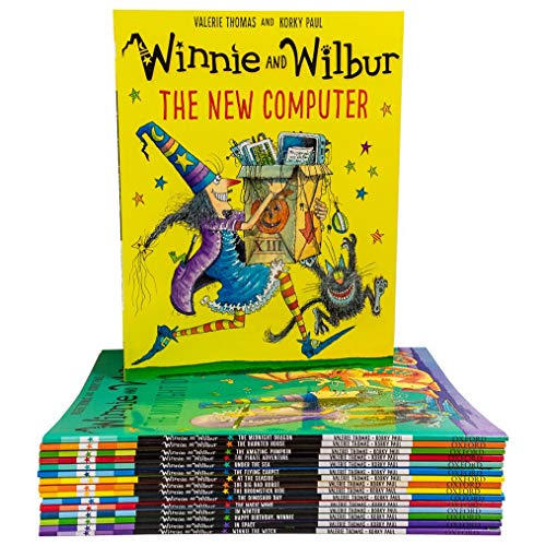 Winnie and Wilbur Series 16 Books Bag Collection Set By Valerie Thomas ( Winnie The Witch, The Big Bad Robot, The Broomstick Ride, The Dinosaur Day ,The Magic Wand, In Winter……
