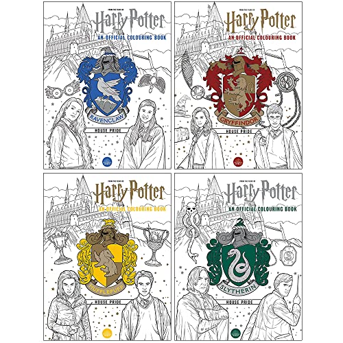 Harry Potter Collection The Official Colouring 4 Books Set (Ravenclaw House Pride, Gryffindor House Pride, Hufflepuff House Pride & Slytherin House Pride)
