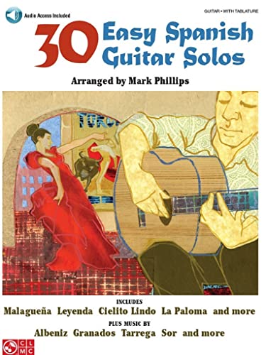 30 Easy Spanish Guitar Solos: Noten, Sammelband für Gitarre (Book & Audio Access): Guitar With Tablature