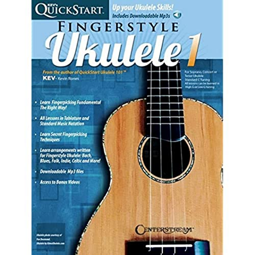 Kev's QuickStart: Fingerstyle Ukulele: Lehrmaterial, CD für Ukulele: For Soprano, Concert or Tenor Ukuleles in Standard C Tuning (High G)