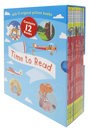 Time To Read Collection 12 Books Set (What The Ladybird Heard, A Squash and A Squeeze, Football Fever, Hamilton Hats, Room on the Broom, The Gruffalo, The Gruffalo Child...) Books for Early Learners