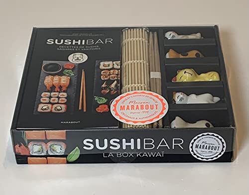 Coffret - Coffret Sushi Bar - NED: Avec 5 paires de baguettes, 5 porte-baguettes en porcelaine, 1 natte en bambou pour makis et 1 livre de recettes