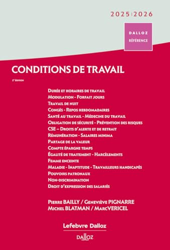 Conditions de travail 2025/26 - Durée Rémunération Santé et sécurité von DALLOZ