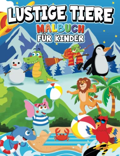Lustige Tiere Malbuch für Kinder: 45 lustige Motive (Malbücher für Kinder)