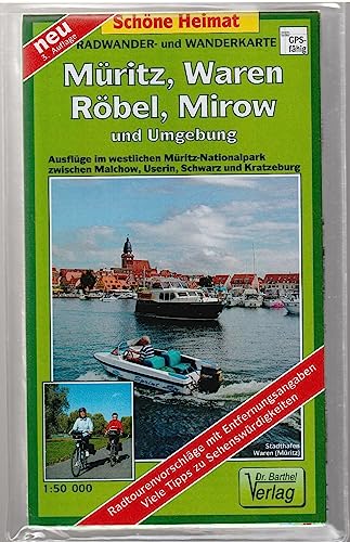 Müritz, Waren, Röbel und Umgebung 1 : 50 000 Radwander- und Wanderkarte: Ausflüge im westlichen Müritz-Nationalpark um die Müritz zwischen Waren, Röbel und Mirow