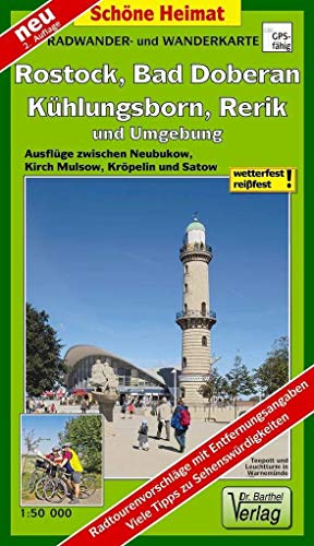 Radwander- und Wanderkarte Rostock, Bad Doberan, Kühlungsborn, Rerik und Umgebung: Ausflüge zwischen Neubukow, Kirch Mulsow, Kröpelin und Satow. 1:50000 (Schöne Heimat)