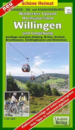 Wander-, Ski- und Radwanderkarte Waldecker Upland, Hochsauerland, Willingen und Umgebung: Ausflüge zwischen Olsberg, Brilon, Dreifeld, Bruchhausen, ... Siedlinghausen und Diemelsee (Schöne Heimat)