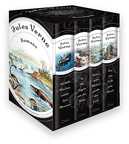 Jules Verne, Romane (20.000 Meilen unter den Meeren - In 80 Tagen um die Welt - Reise zum Mittelpunkt der Erde - Von der Erde zum Mond) (4 Bände im Schuber) von ANACONDA