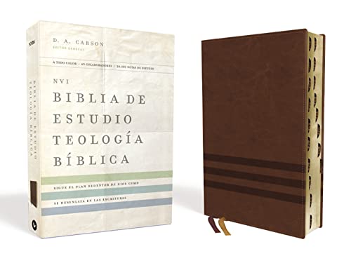 NVI, Biblia de Estudio Teología Bíblica, Interior a cuatro colores, Leathersoft, Café, con Índice: Sigue el plan redentor de Dios como se desenlaza en las Escrituras NVI, Biblia de Estudio Teología Bíblica, Interior a cuatro colores, Leathersoft, Café, con Índice: Sigue el plan redentor de Dios como se desenlaza en las Escrituras
