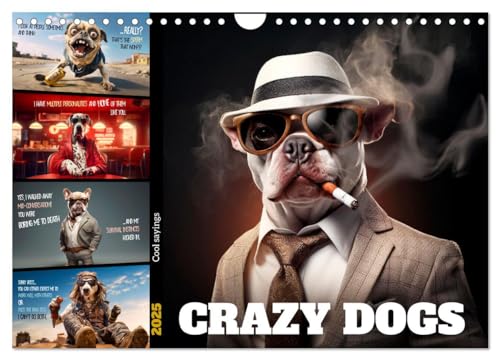 Crazy dogs COOL SAYINGS (Wall Calendar 2025 DIN A4 landscape), CALVENDO 12 Month Wall Calendar: Furry friends with bold quips von Calvendo