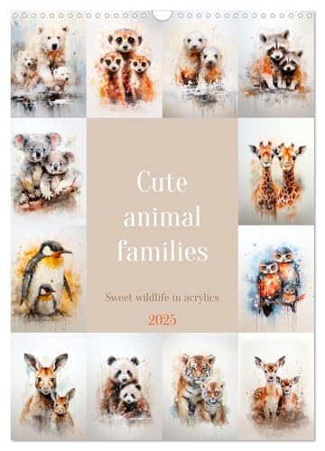 Cute animal families (Wall Calendar 2025 DIN A3 Portrait), CALVENDO 12 Month Wall Calendar von CALVENDO