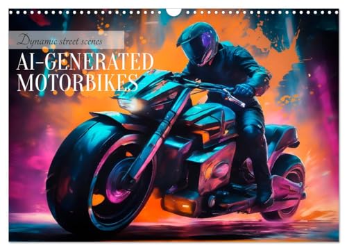DYNAMIC STREET SCENES AI-generated motorbikes (Wandkalender 2024 DIN A3 quer), CALVENDO Monatskalender von CALVENDO