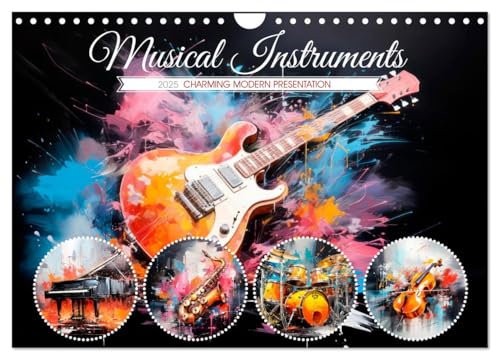 Musical Instruments CHARMING MODERN PRESENTATION (Wall Calendar 2025 DIN A4 Landscape), CALVENDO 12 Month Wall Calendar von CALVENDO