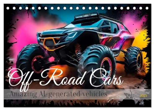 OFF-ROAD CARS Amazing AI-generated vehicles (Tischkalender 2025 DIN A5 quer), CALVENDO Monatskalender von CALVENDO