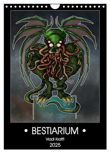 Bestiarium Vladi Krafft (Wandkalender 2025 DIN A4 hoch), CALVENDO Monatskalender: Eine Sammlung von Darstellungen phantastischer Geschöpfe aus den Nebeln der Vergangenheit. von CALVENDO